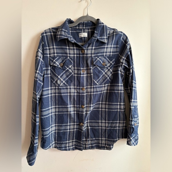 Frank. by Frank And Oak 100 % Organic Cotton Blue Plaid Button-down Shirt Med - Picture 1 of 8